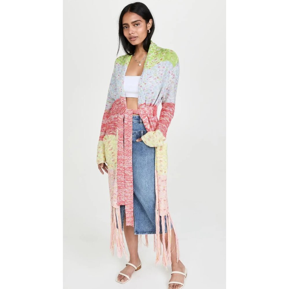 525 America NWT Fringe Cardigan in Rydell Red Multi size XS